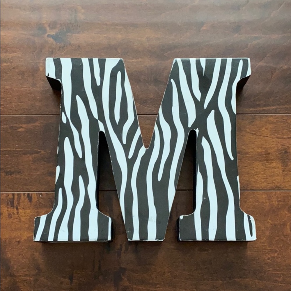Zebra Print Standing “M” Letter